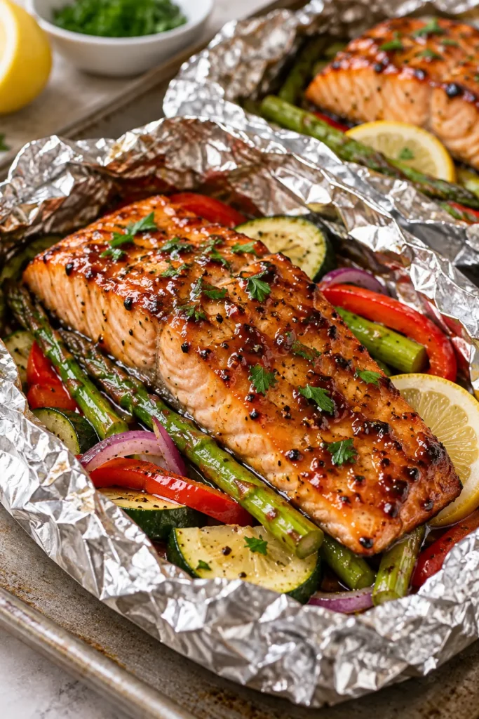 Honey Glazed Salmon Foil Packets Recipe